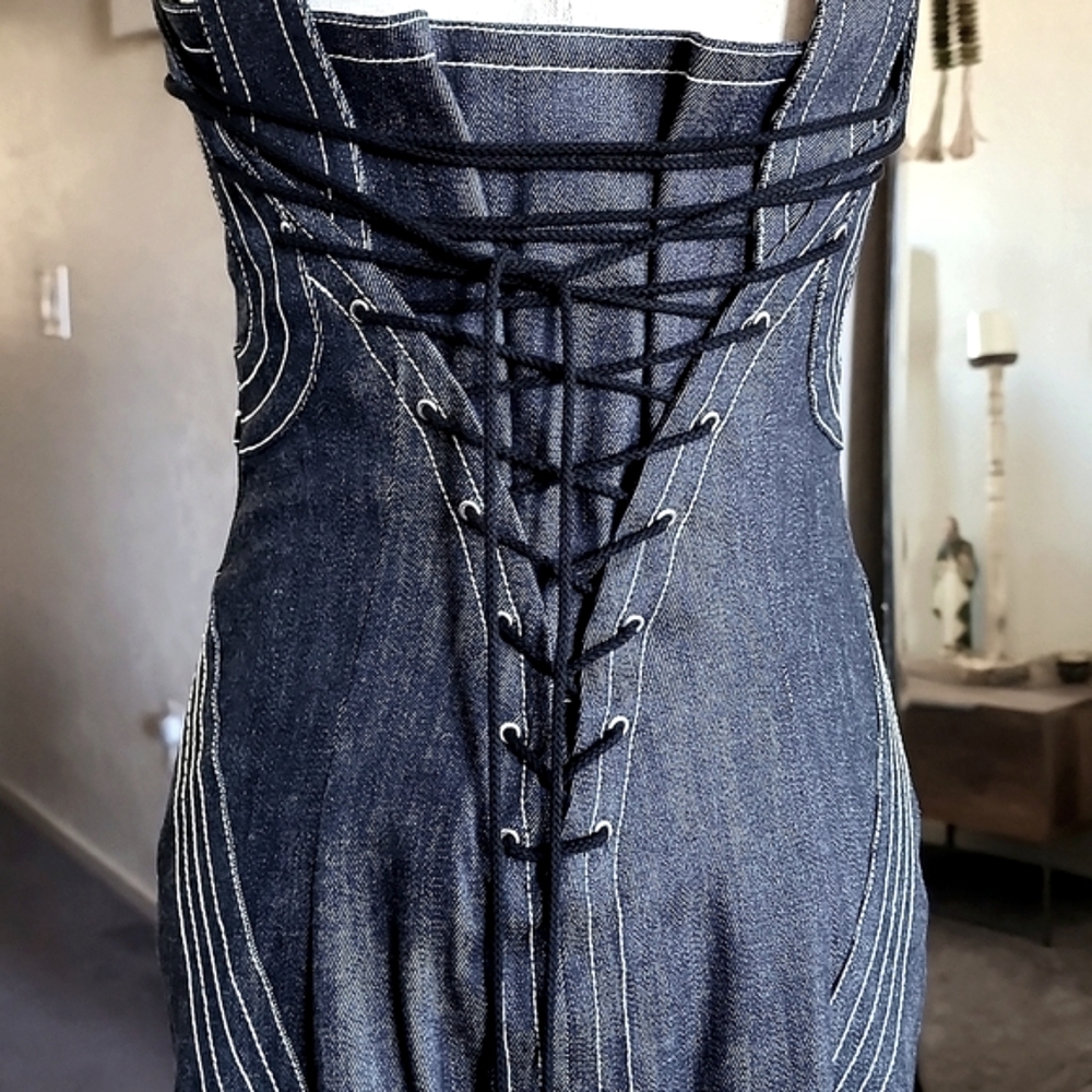 NWOT DEREK LAM 10 CROSBY Denim Corset Dress